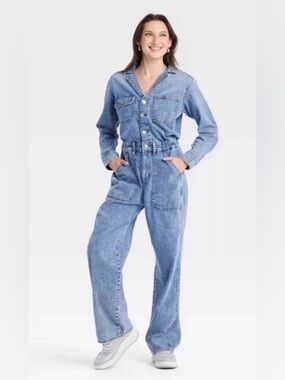 Universal Thread Blue Denim Jumpsuit - Women's 8